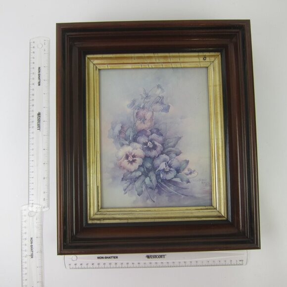 Antique Victorian Deep Picture Frame Wood Gilt Vintage Sonie Ames Flower Print - Picture 13 of 15